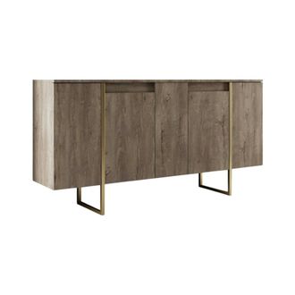 Dmora Aparador efecto madera nogal dorado 160x35h80 cm