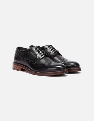 Ben Sherman Mens Ben Sherman Archie Brogue Leather Mens Black Lace-Up Shoes - Size: 10