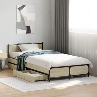 vidaXL Cama Con Cajones Madera Ingenier&iacute;a Roble Sonoma 75x190 Cm Vidaxl