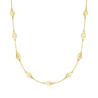 Ross-Simons Italian 14kt Yellow Gold Navette Station Necklace