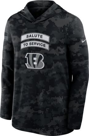 Nike Cincinnati Bengals Salute to Service Sideline Nike Mens Dri-FIT NFL Long-Sleeve Hooded Top in Black | 03B90ILOA2Y-YUN