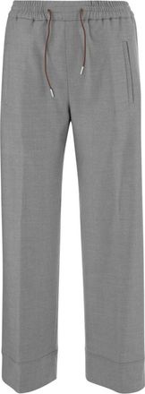 Ql2 Quelledue Stretch Wool Pants - Dames - Wijde Broeken - Grijs - XL - Wol - Broeken