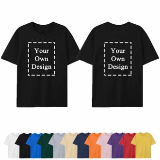 Generic Personalised Unisex T Shirt - Custom Front and Back T-Shirt with Any Text and Photo Design Your Own Custom T Shirts Mens Womens Funny Tee Black L