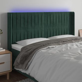 vidaXL Cabecero Con Led De Terciopelo Verde Oscuro 183x16x118/128 Cm Vidaxl