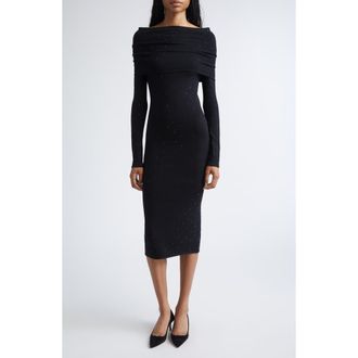 Max Mara Madatti Crystal Embellished Two-Piece Sweater Dress in Black at Nordstrom, Size X-Large