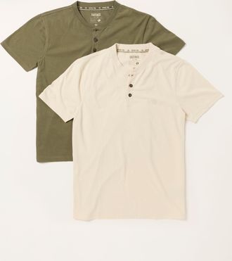 Fat Face FatFace 2 Pack Khaki/Natural Short Sleeve Henley Top