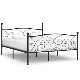 Berkfield Home Bed Frame with Slatted Base Black Metal 180x200 cm Super King