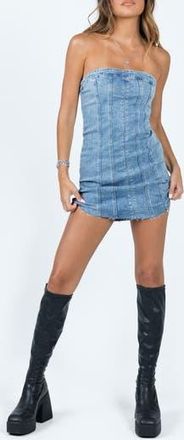 Princess Polly Houser Strapless Denim Minidress in Denim Blue at Nordstrom Rack, Size 10