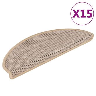 Berkfield Home Stair Mats Self-adhesive Sisal-Look 15 pcs 65x21x4 cm Light Beige | Size: Medium