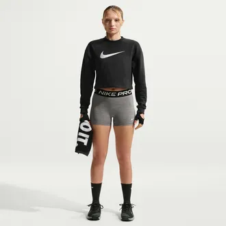 Nike Womens Nike Pro Mid-Rise 3 Biker Shorts in Grey | IQ1037-084