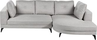 Beliani Corner Sofa 3 Seater MARUM Faux Linen Grey Left Hand