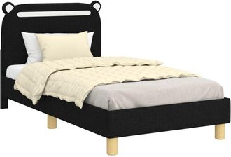 vidaXL Cama Para Ni&ntilde;os Con Cabecero Negro 80 X 160 Cm Tela Vidaxl