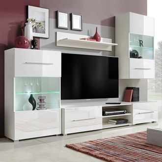 vidaXL Vidaxl - Juego De Muebles De Sal&oacute;n 5 Piezas Con Iluminaci&oacute;n Led Blanco