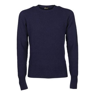 Drumohr Round-neck Knitwear, male, Blue, Size: 2XL Sweater