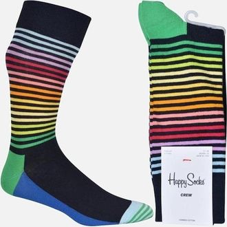 Happy Socks Mens Half Stripe Socks, Navy/multi - Black - Size: 7/7.5/8/8.5/5/5.5/6.5/6