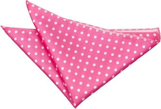 DQT Men Pink Solid Plain Stripe Floral Paisley Polka Dot Pocket Square - Polka Dot Hot Pink