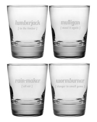SUSQUEHANNA GLASS Golf Lingo Set of 4 Double Old Fashioned Glasses