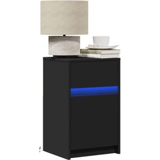 vidaXL Comodino con Luci led Nero in Legno Multistrato - Vidaxl