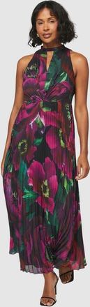 Wallis Floral Print Pleated Maxi Dress in Black at Nordstrom, Size 14