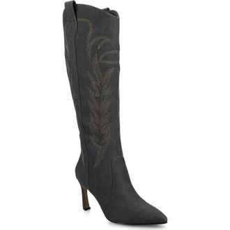 Journee Collection Laramie Knee High Western Boot in Charcoal at Nordstrom Rack, Size 8.5