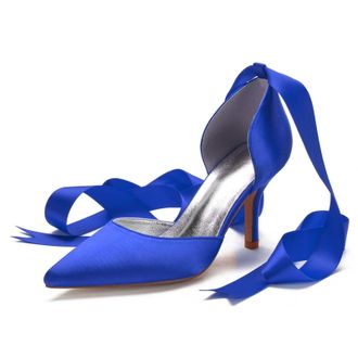 Miyoopark Women Shoes Heels for Wedding Closed Pointed Toe Evening Pumps Shoes M519 Royal Blue UK 8.5