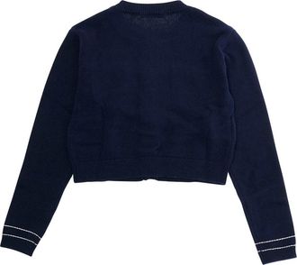 Marni Girls Cardigan Crew-Neck Blue Cotton Tops Top