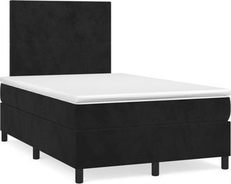 vidaXL Cama Box Spring Con Colch&oacute;n Y Led Terciopelo Negro 120x190 Cm Vidaxl