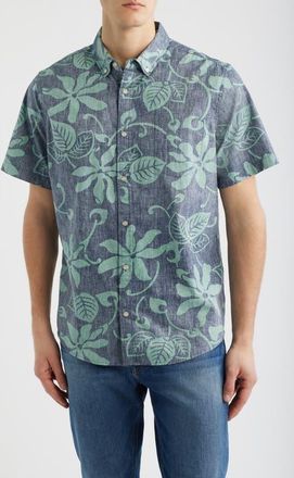 Reyn Spooner Tiare Pareau Floral Cotton Button-Down Shirt in Navy at Nordstrom, Size Xx-Large