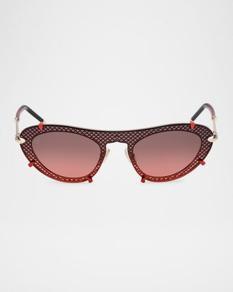 Christian Louboutin Miss Z Spiked Oval Acetate Sunglasses