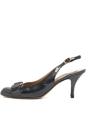 Ferragamo Slingback pumps met kenmerkende strik - Grijs