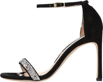 Stuart Weitzman Sandalen - Dames - Sandalen met hakken - Zwart - 40 EU - Leer - Schoenen