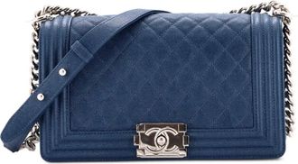 Chanel Borsa a tracolla Boy Flap media - Blu