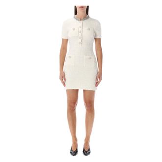 Self Portrait Knitted Dresses, female, Beige, M, Textured Knit Mini Dress