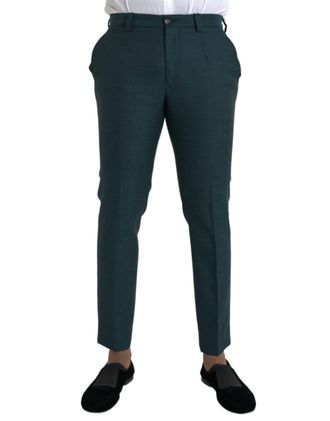 Dolce & Gabbana Mens Tailored Trousers Slim Fit - Teal Wool - Size EU 48 (Mens)