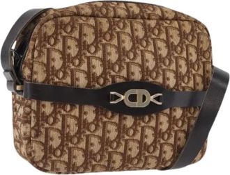 Dior Pre-owned Trotter Canvas Shoulder Bag - Dames - Vintage Schoudertas - Beige - ONE Size - Leer - Vintage