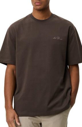 Les Deux Crewneck Logo T-Shirt in Turkish Coffee Brown at Nordstrom, Size Medium