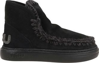 Mou Schoenen, Dames, Zwart, 41 EU, Zwarte Enkellaarzen met Gehaakte Details