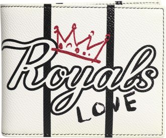 Dolce & Gabbana White Leather DG Crown Royals Bifold Card Holder Mens Wallet (Pre-Owned)