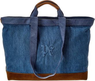 Palm Angels Monogram Denim & Suede Tote