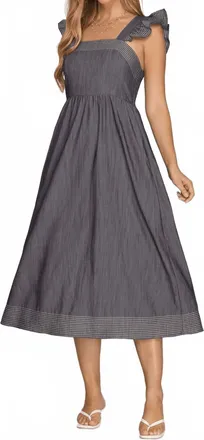 She + Sky Square Neckline Midi Dress In Cream