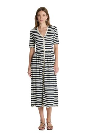 Nation Ltd Claudine Midi Dress In Crinkle Stripe