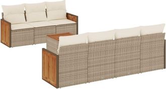 vidaXL Vidaxl - Juego De Sof&aacute;s De Jard&iacute;n Con Cojines Beige 8 Pzas Rat&aacute;n Pe