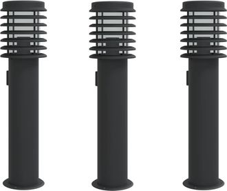 vidaXL L&aacute;mparas De Suelo Exterior Con Enchufe 3 Uds Acero Negro 60 Cm Vidaxl