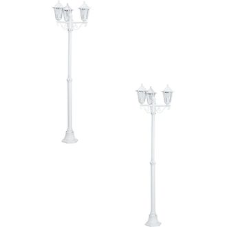 Loops 2 PACK IP44 Outdoor Bollard Light White Aluminium Lantern 3 Arm E27 Lamp Post