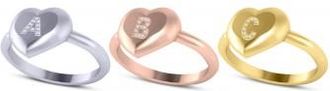 Allurez Diamond Personalized Letter Initial Heart Ring 14K Yellow Gold