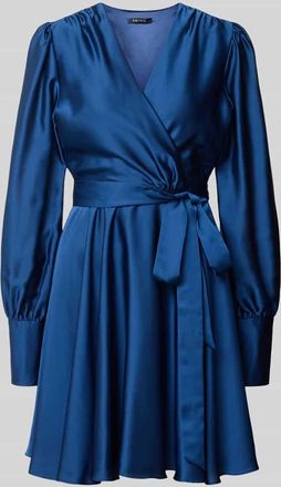 Swing Cocktailkleid mit Bindeg&uuml;rtel in Blau, Gr&ouml;&szlig;e 32