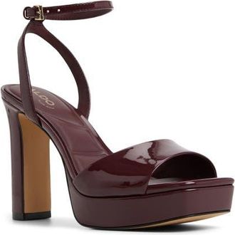Aldo Chicgleam Ankle Strap Platform Sandal in Bordo at Nordstrom, Size 6.5