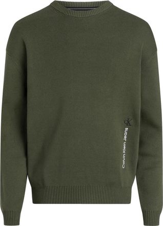 Calvin Klein Verticale Institution Trui in Thyme Groen - Heren - Sweatshirts - Groen - XL - Katoen - Hoodies & sweatvesten