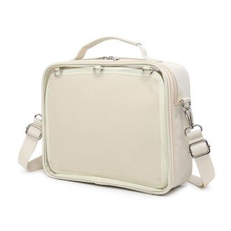 Generic Oxford Ita Bag, Backpack Satchel Crossbody Messenger Shoulder Bag with Clear Window for Pin Display, Badge Ita Bag for Anime Fans (beige)