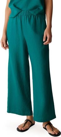 Eileen Fisher Linen Wide Leg Pants in Teal at Nordstrom, Size Xx-Small